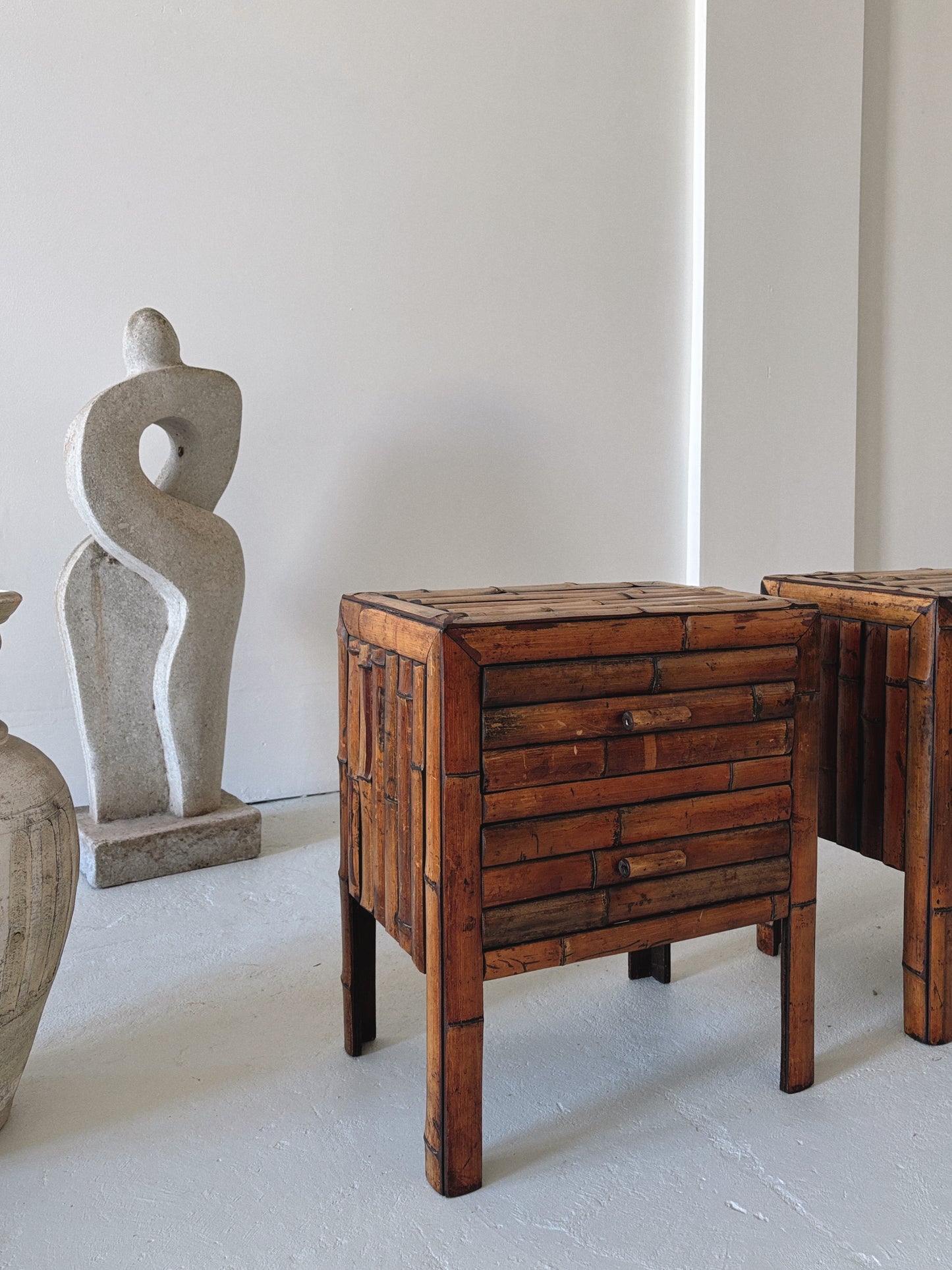 Dark Bamboo Bedside Tables