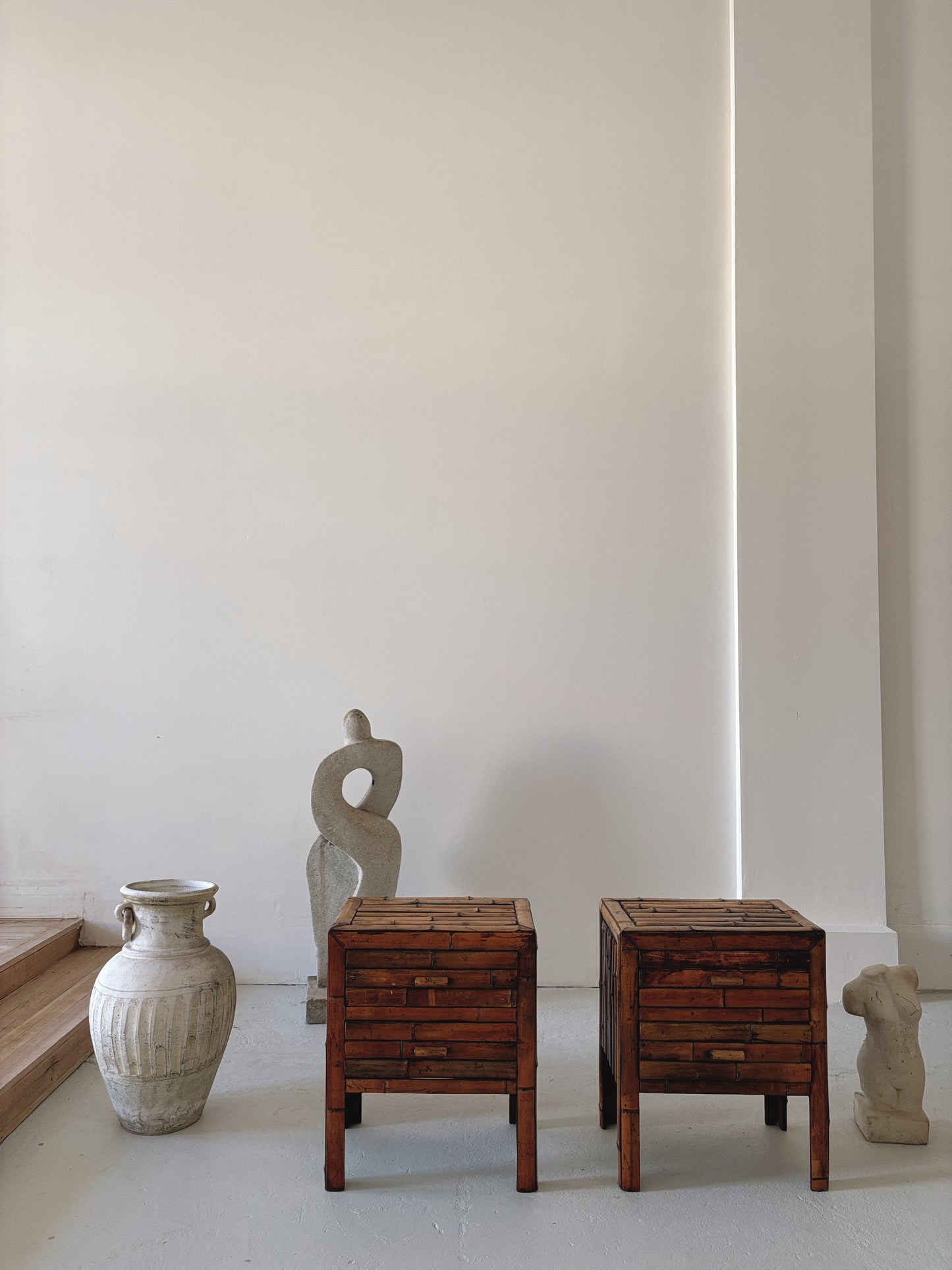 Dark Bamboo Bedside Tables