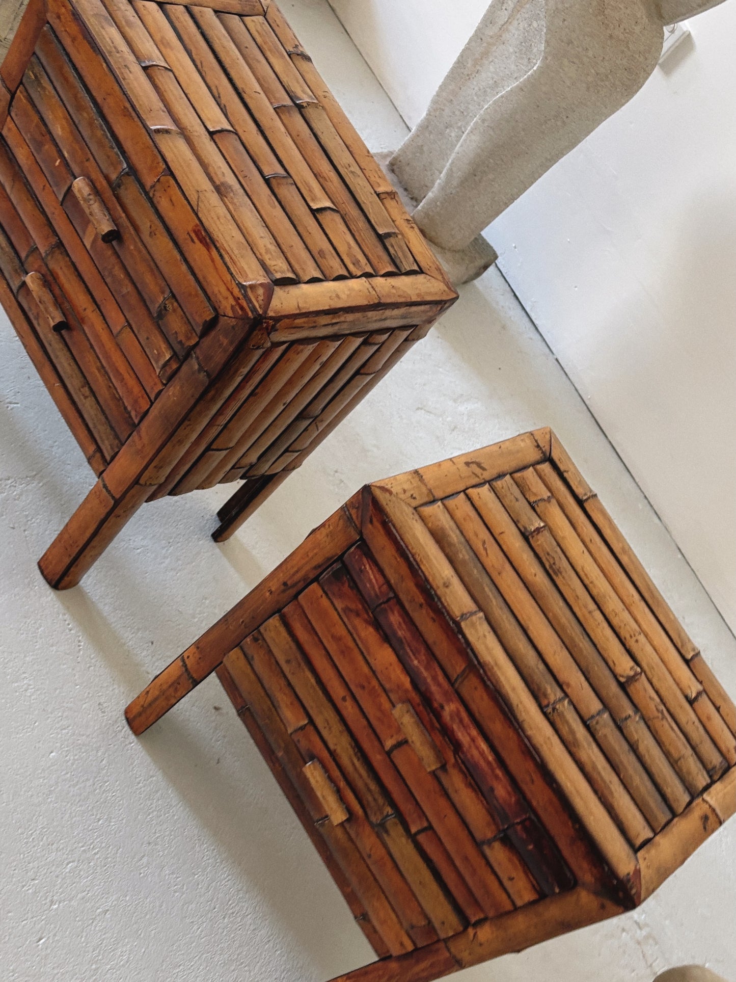 Dark Bamboo Bedside Tables