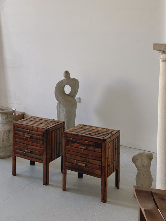 Dark Bamboo Bedside Tables
