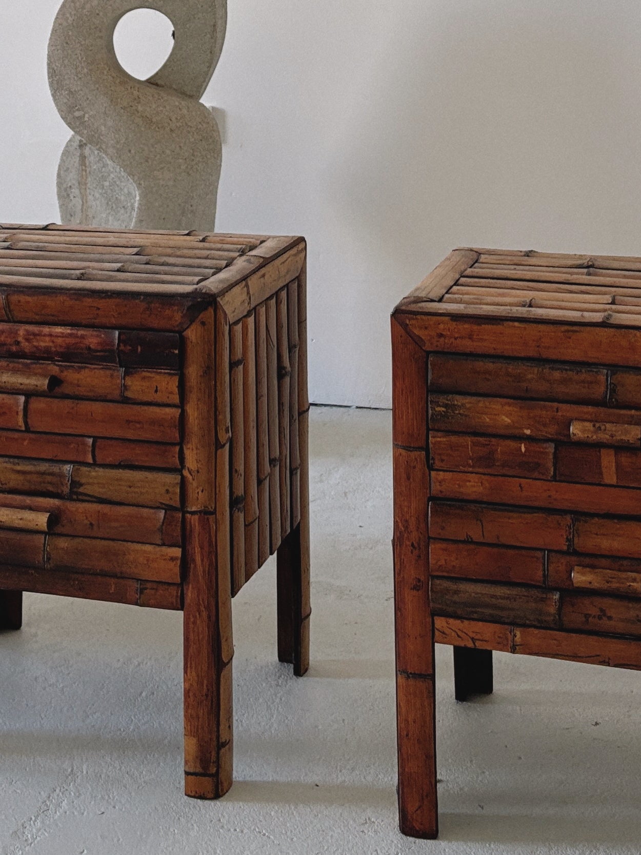 Dark Bamboo Bedside Tables
