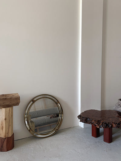 1970s Round Brass Mirror