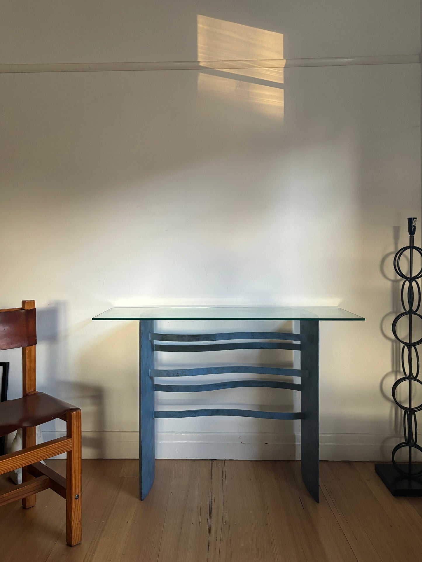 Steel + Glass Wavy Console Table