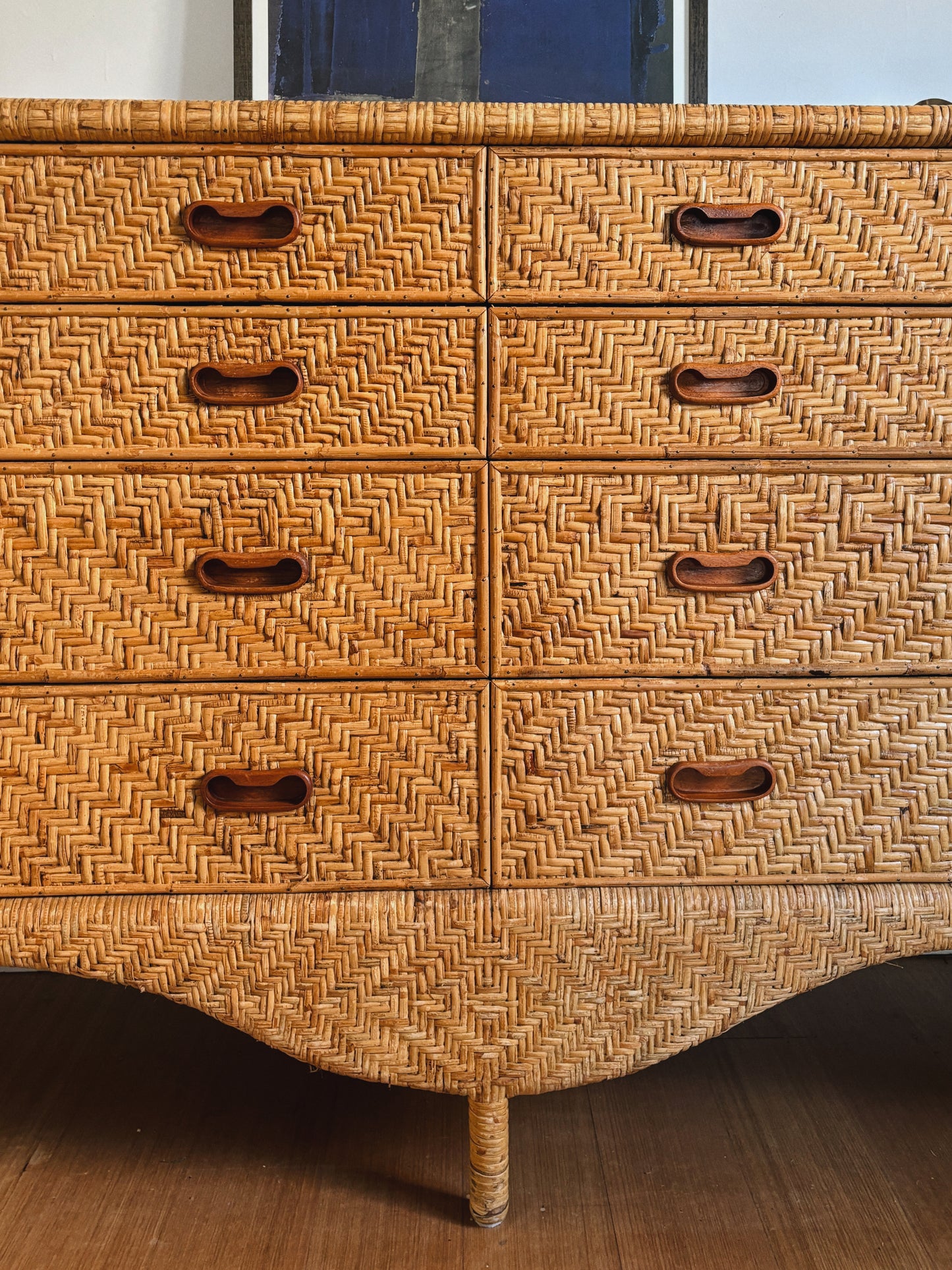 Mid Century Rattan Drawers