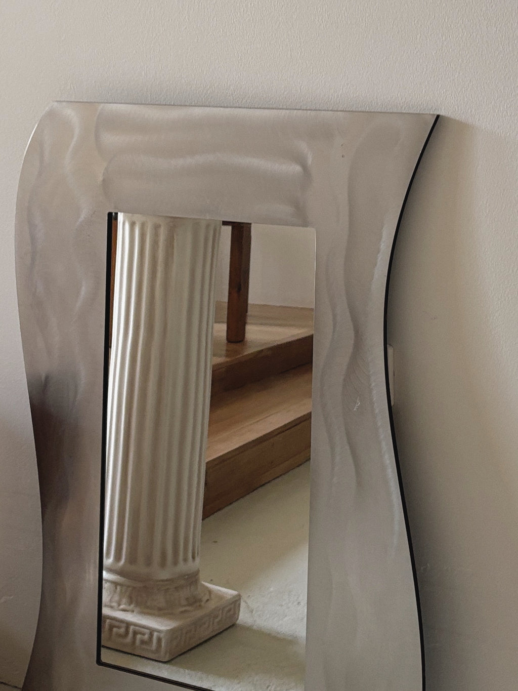 Brushed Aluminium Wavy Mirror