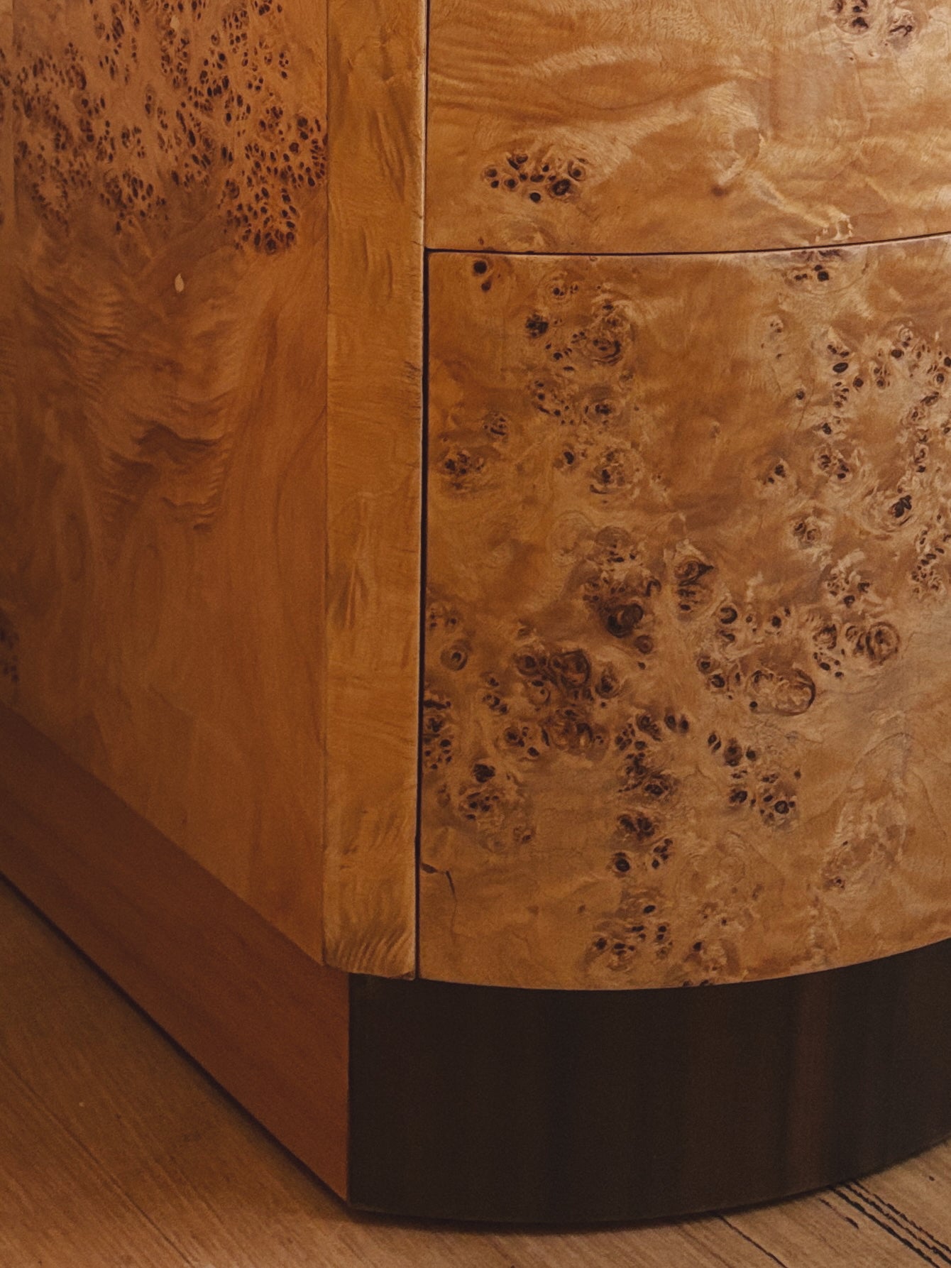 Custom Rounded Burl Bedside Tables