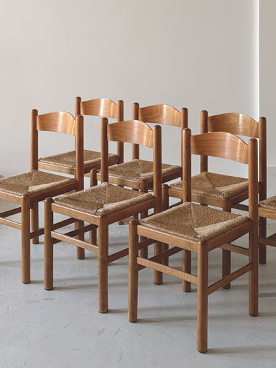 Italian Oak Rush Seat Chairs