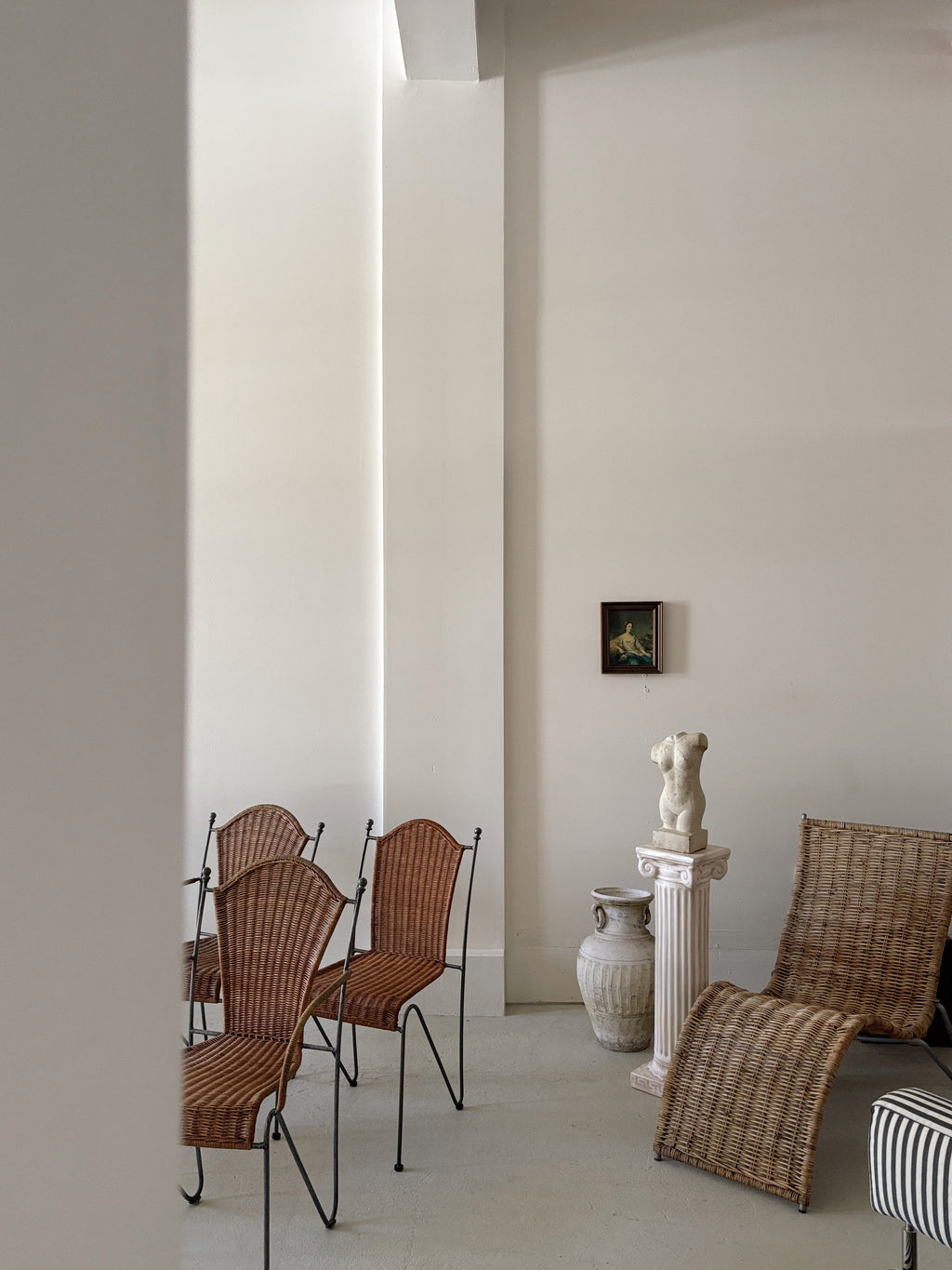 Set 6 Rattan + Steel Dining Chairs