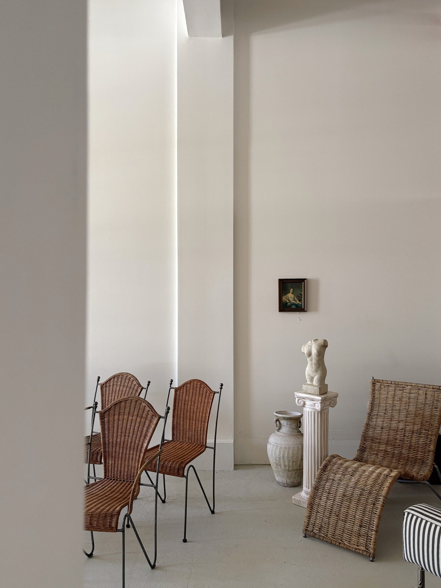 Set 6 Rattan + Steel Dining Chairs