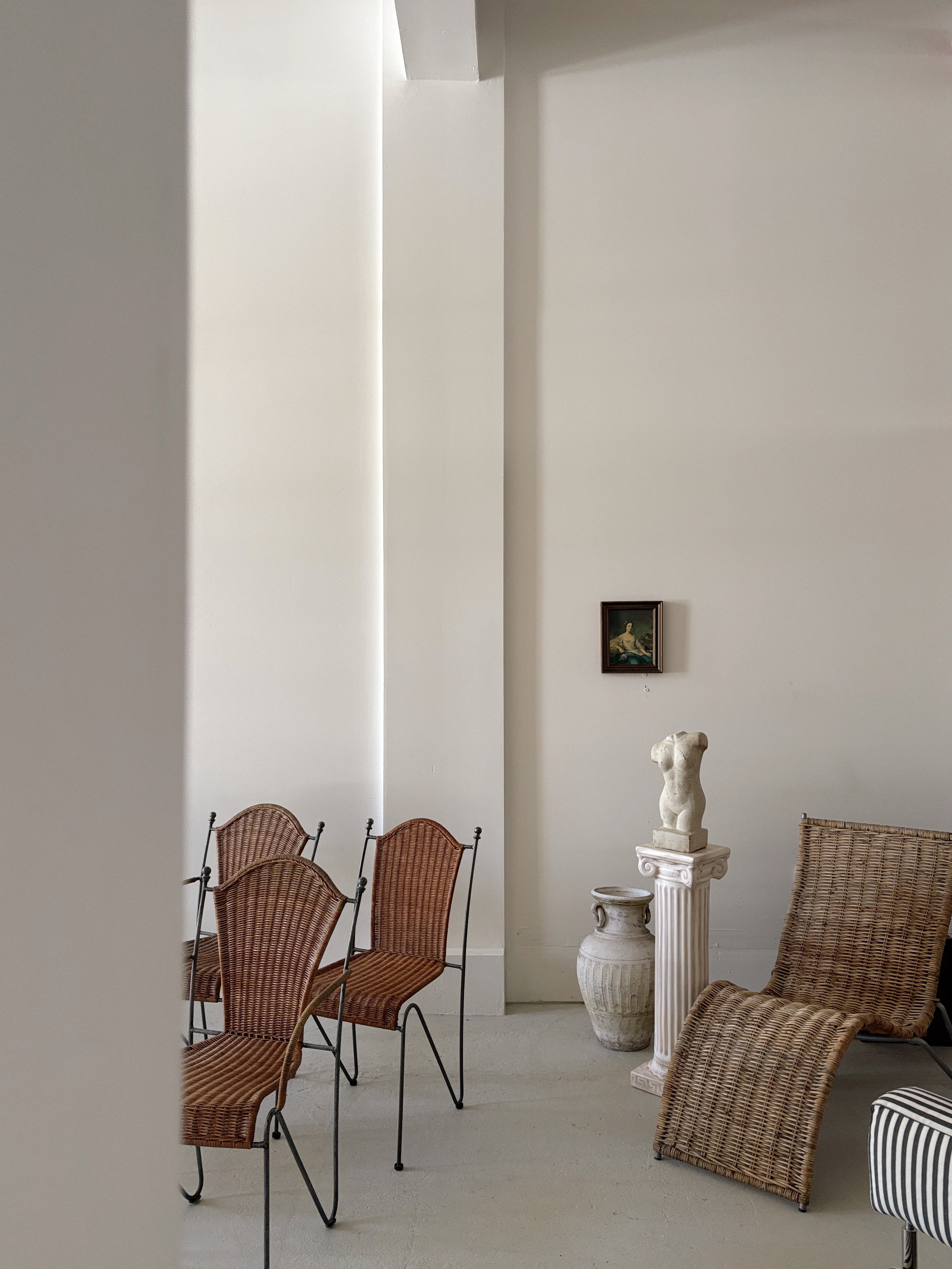 Set 6 Rattan + Steel Dining Chairs