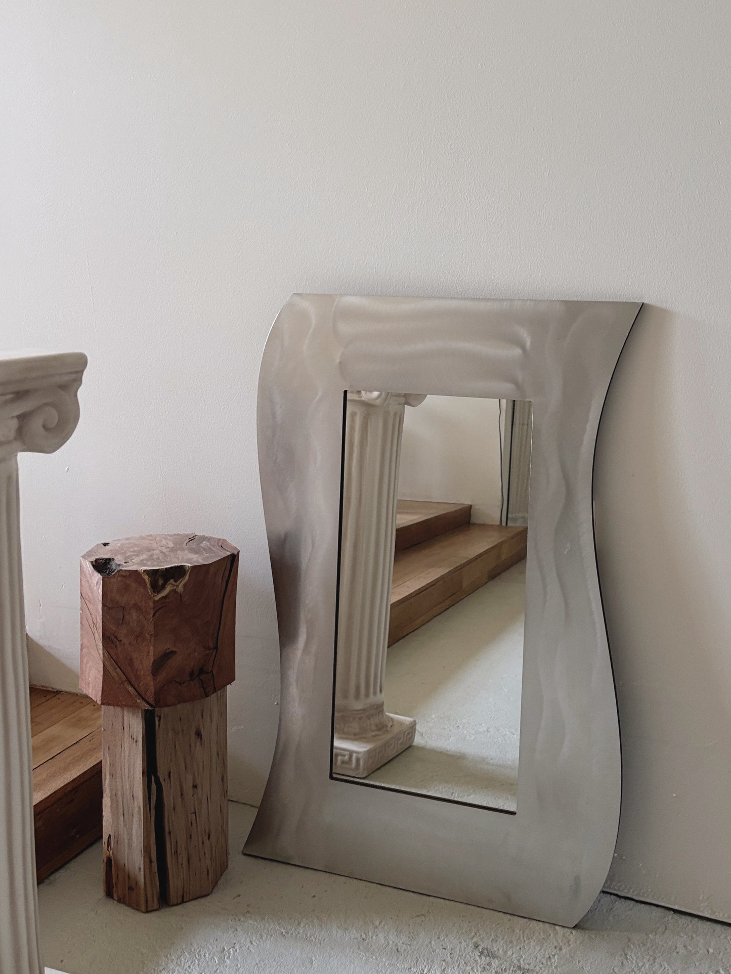 Brushed Aluminium Wavy Mirror