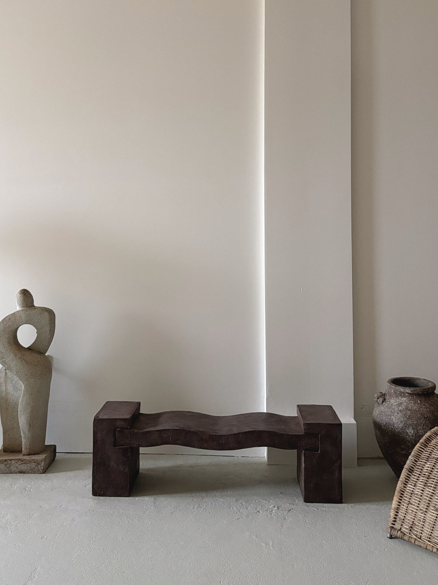 Sculptural Textured Wavy Bench