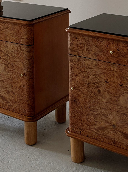 Walnut Burl Bedside Tables