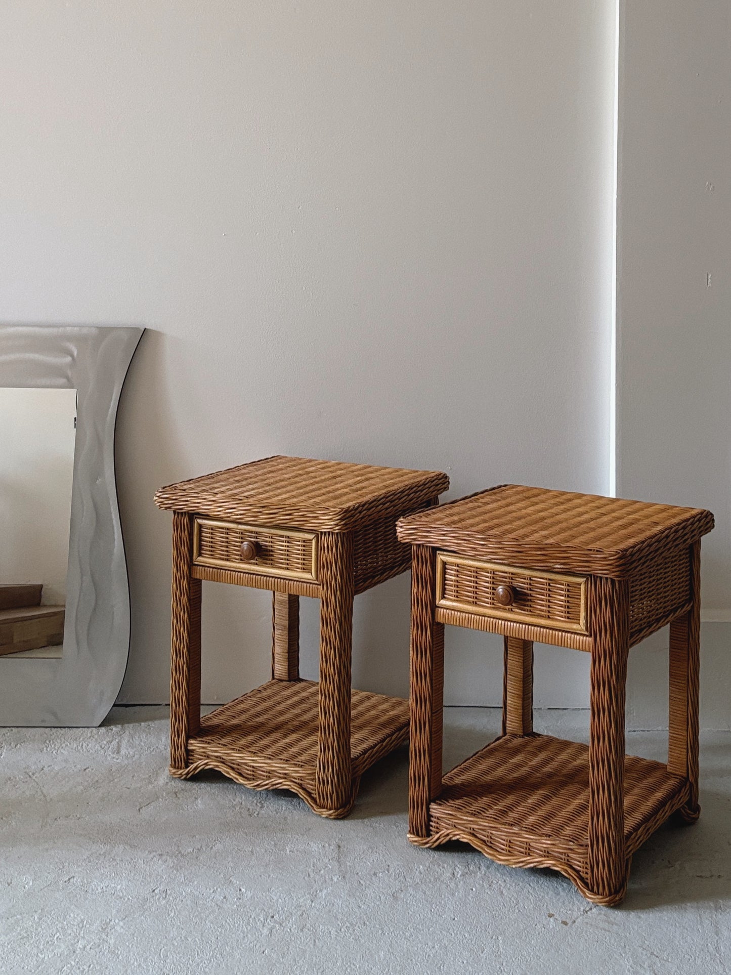 Vintage Rattan Bedside Tables