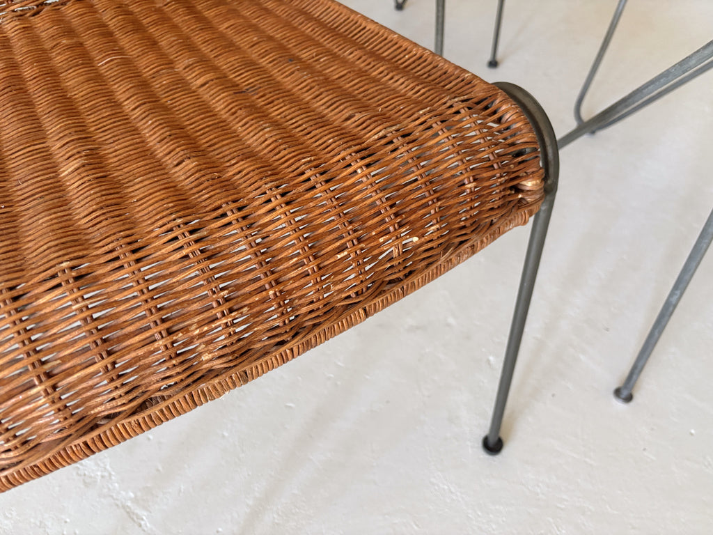 Set 6 Rattan + Steel Dining Chairs