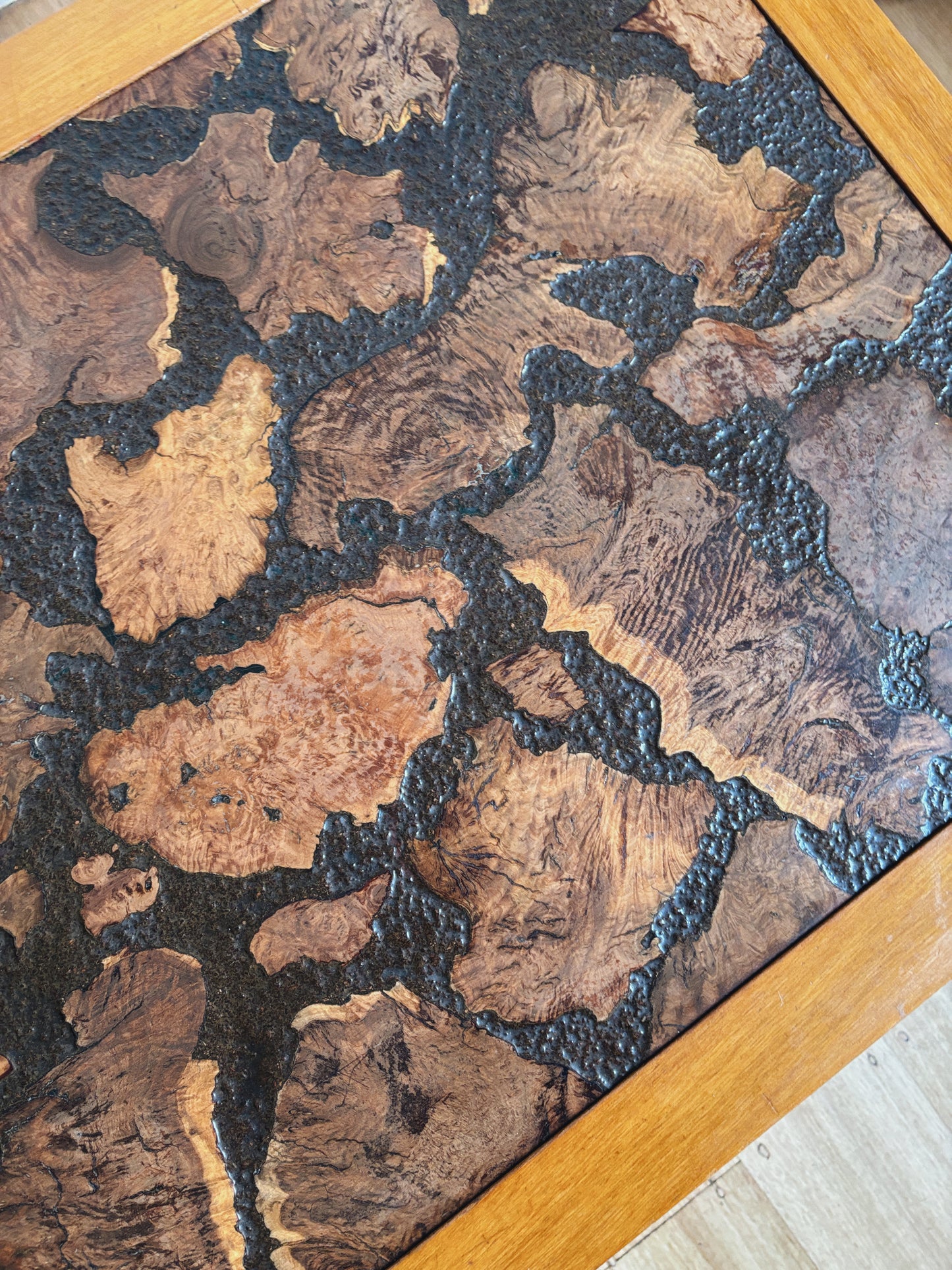 Mid Century Burl Inlay Coffee Table