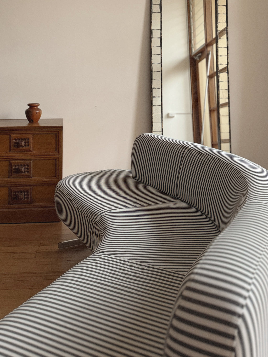 Custom Chrome + Stripe Curve Sofa