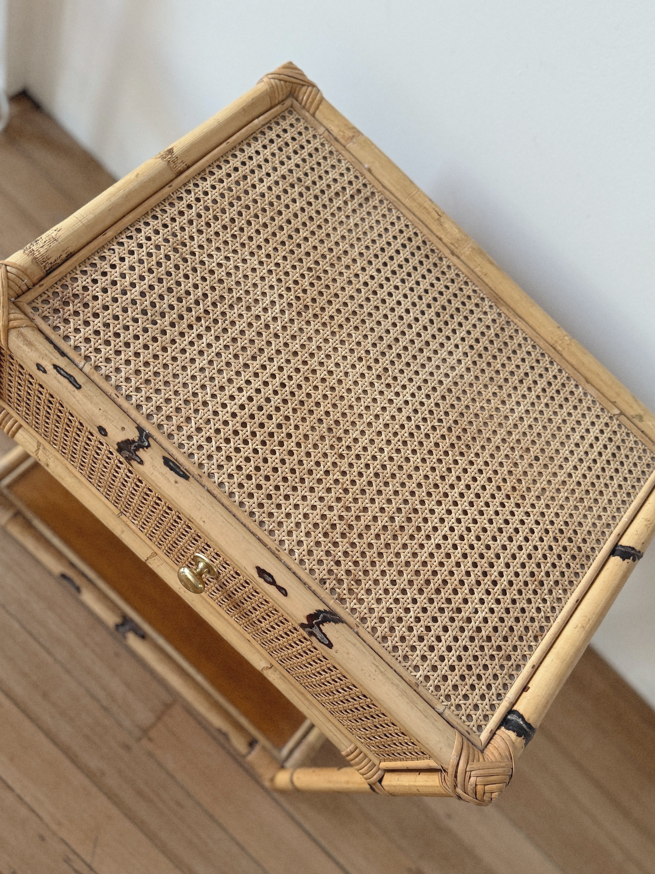 Vintage Rattan Side Tables