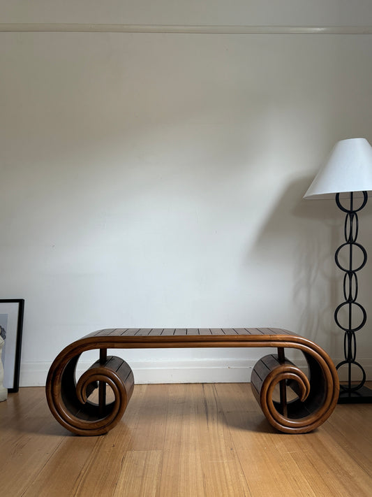 Slatted Teak Scroll Coffee Table