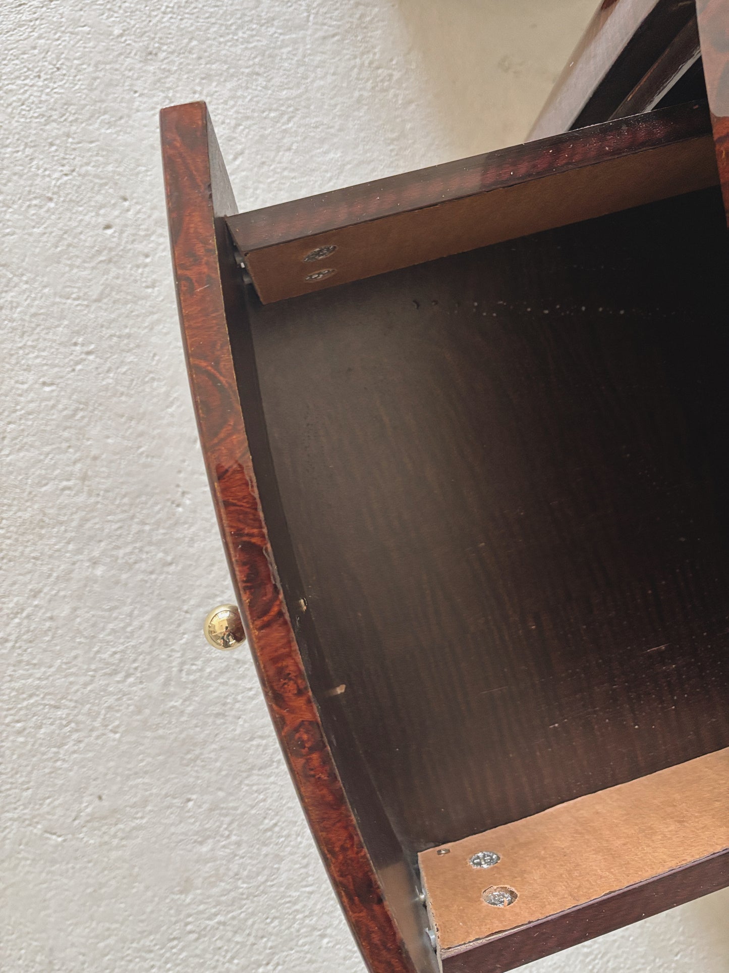 1990s Glossy Burl Bedside Tables