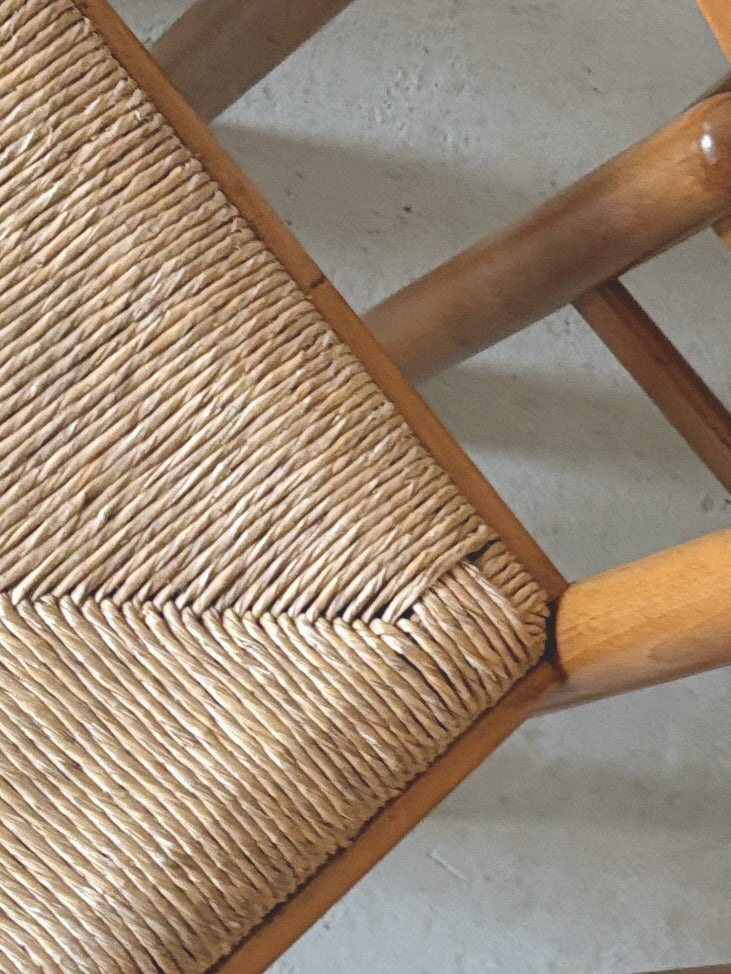 Italian Oak Rush Seat Chairs