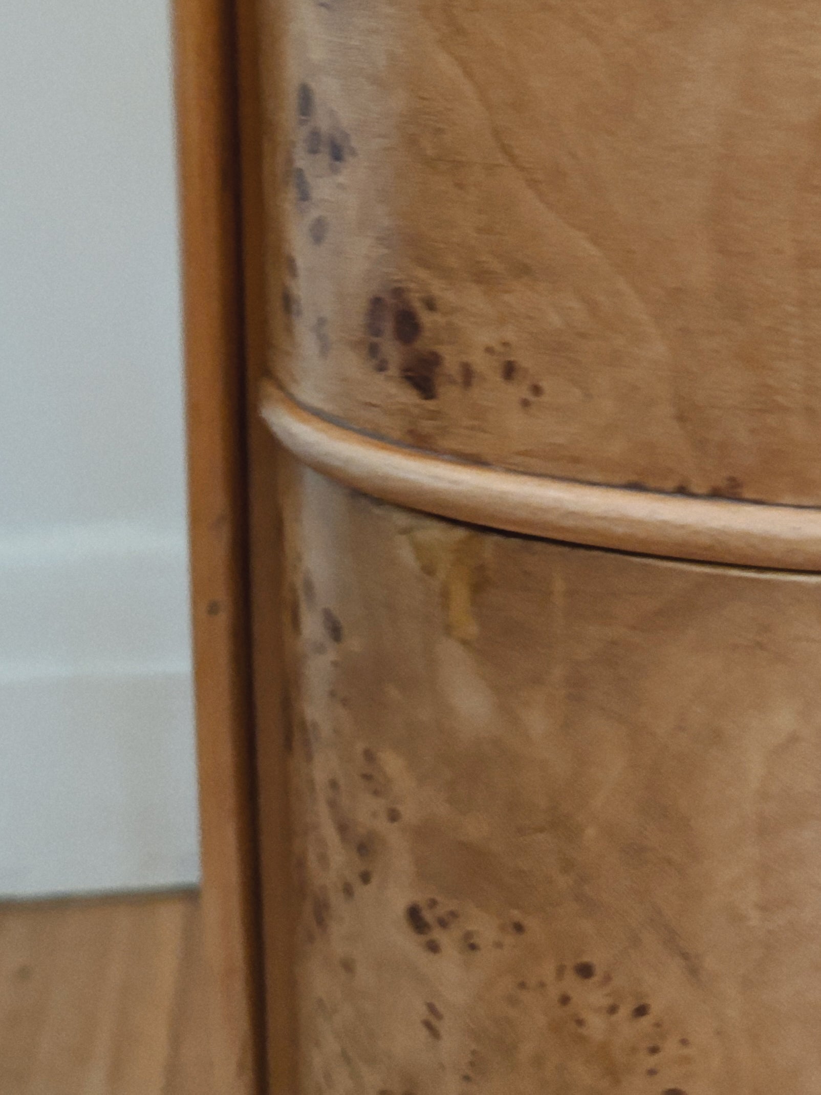 Curve Front Burl Drawers