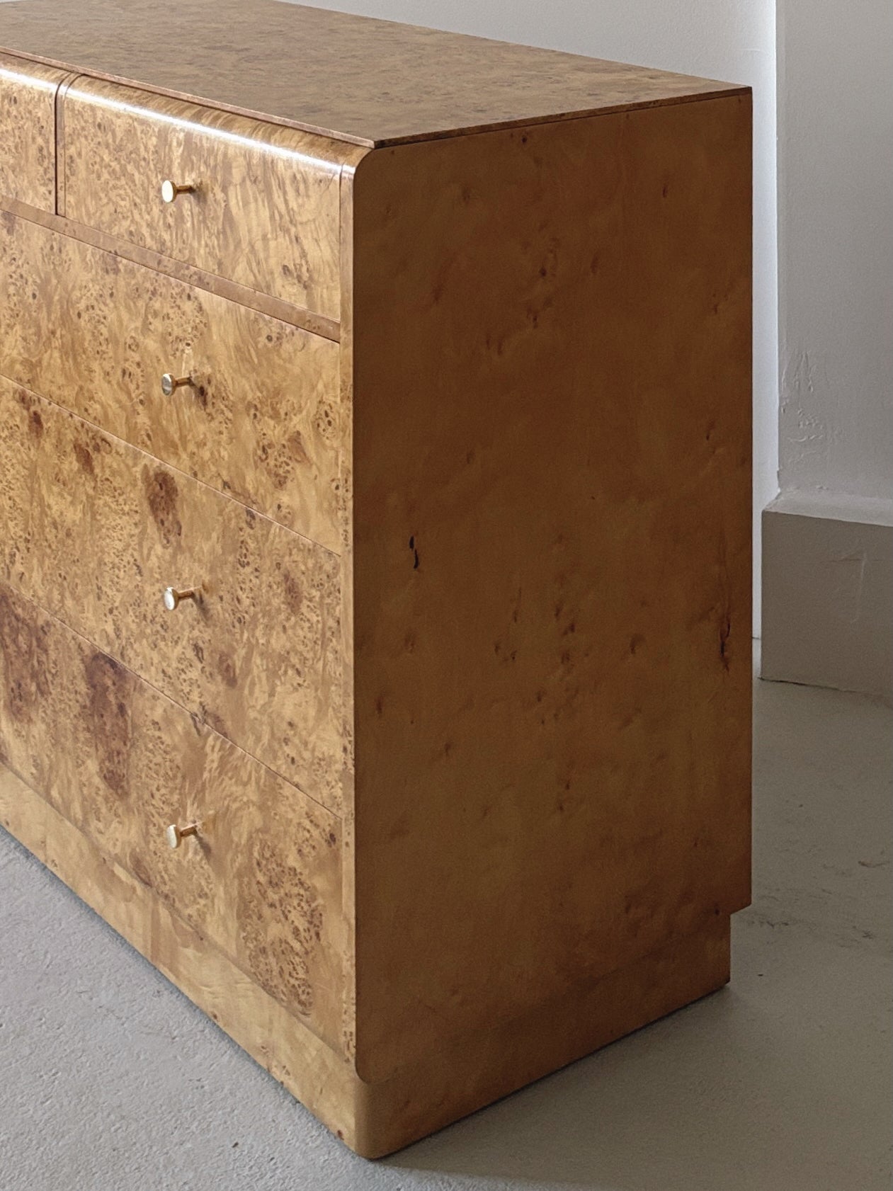 Curve Front Burl Drawers