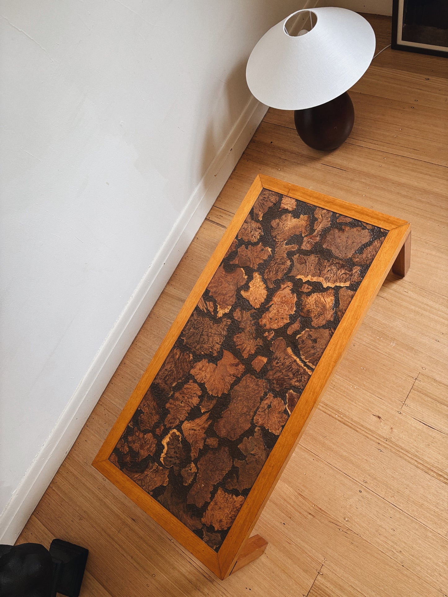 Mid Century Burl Inlay Coffee Table