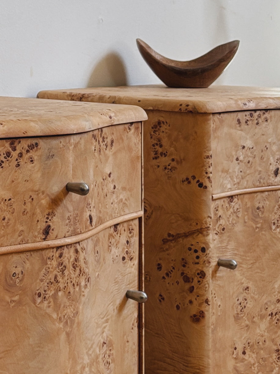 Curvy Burl Bedside Tables