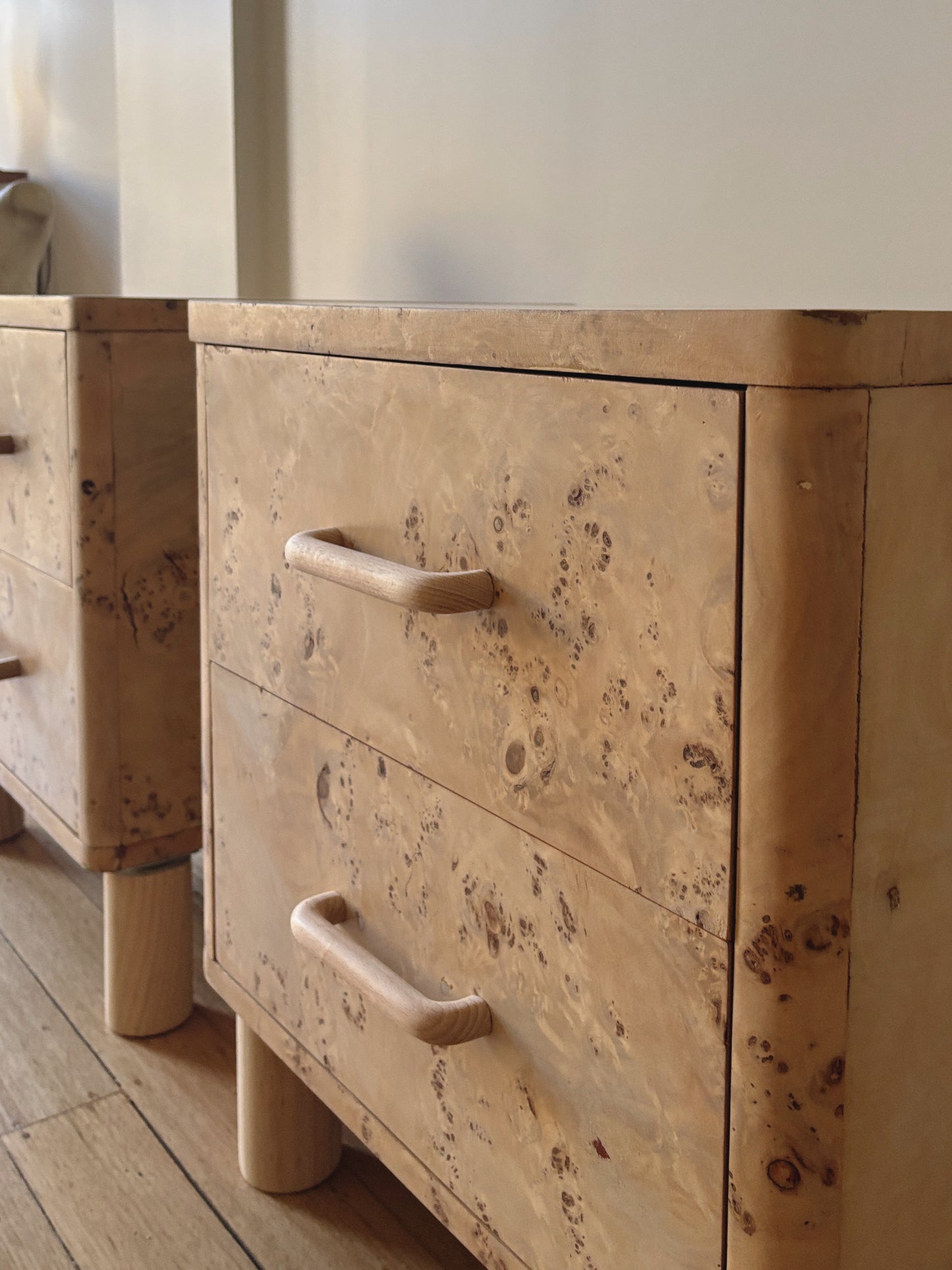 Light Burl bedside tables
