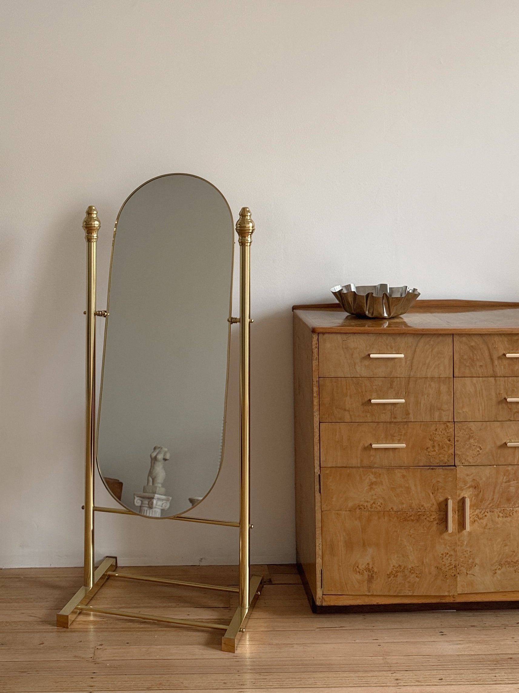 Vintage Brass Standing Mirror
