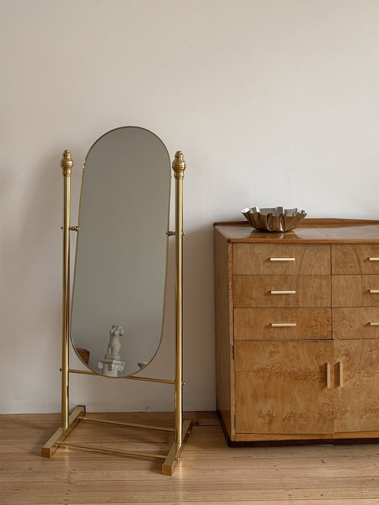 Vintage Brass Standing Mirror