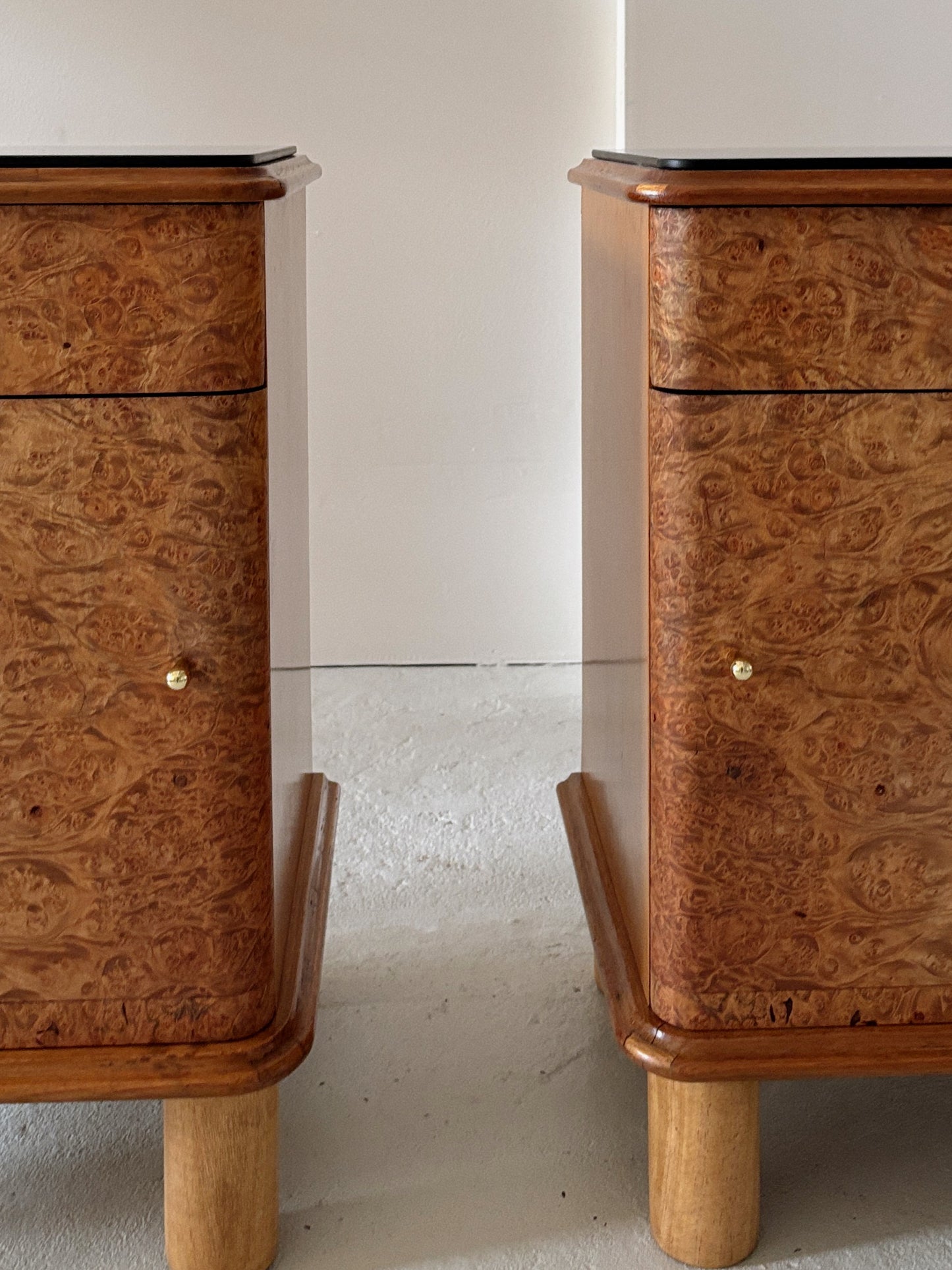 Walnut Burl Bedside Tables