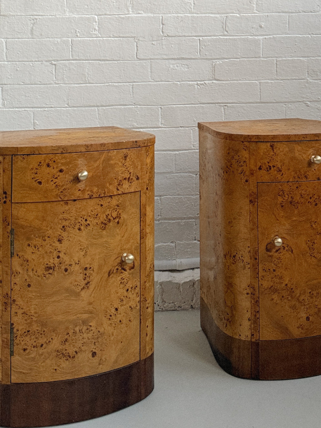 Burl + Walnut Bedside Tables