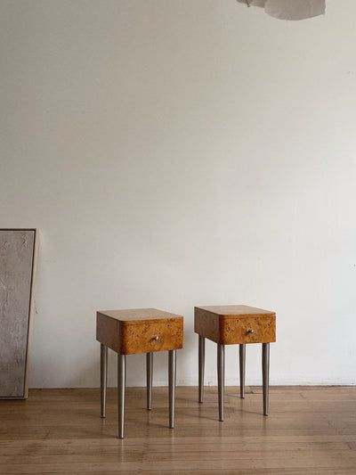 One Drawer Burl Bedside Tables