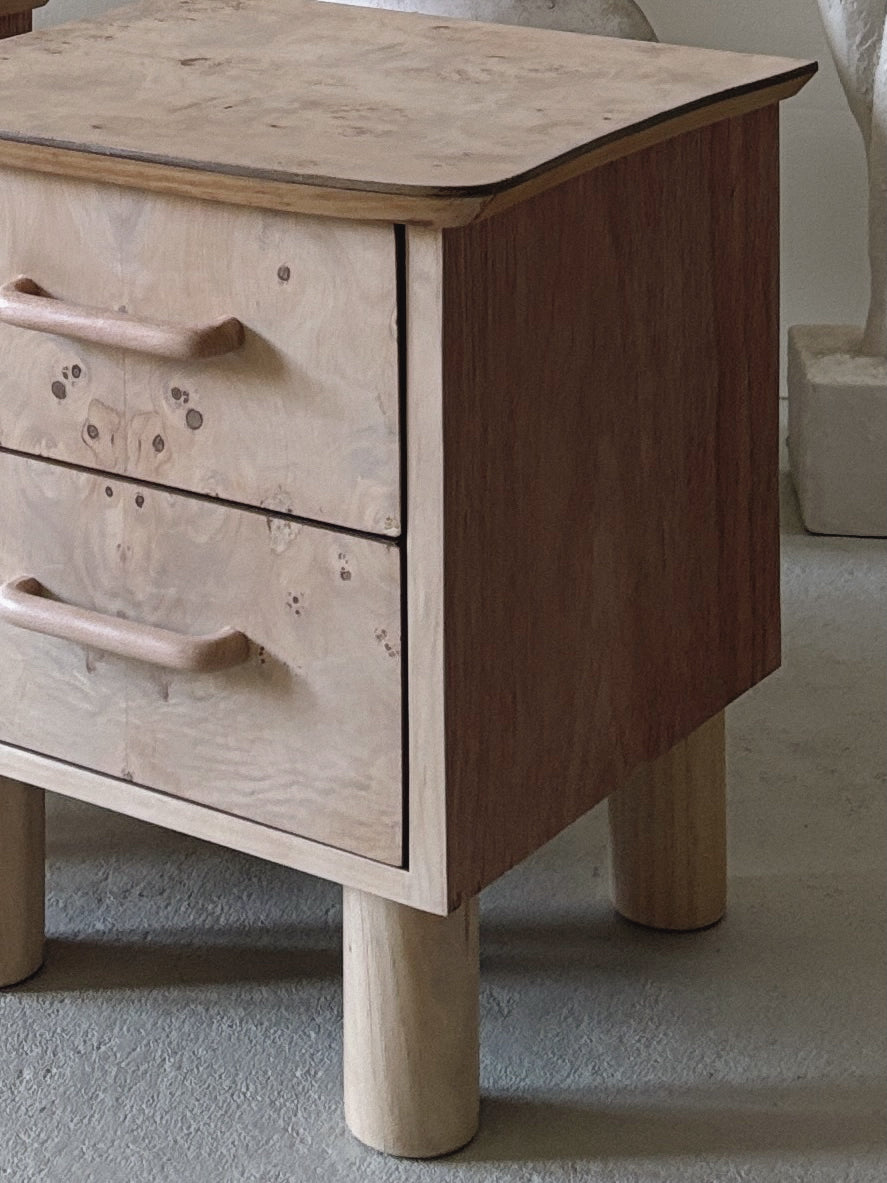 Petite Burl Bedside Tables