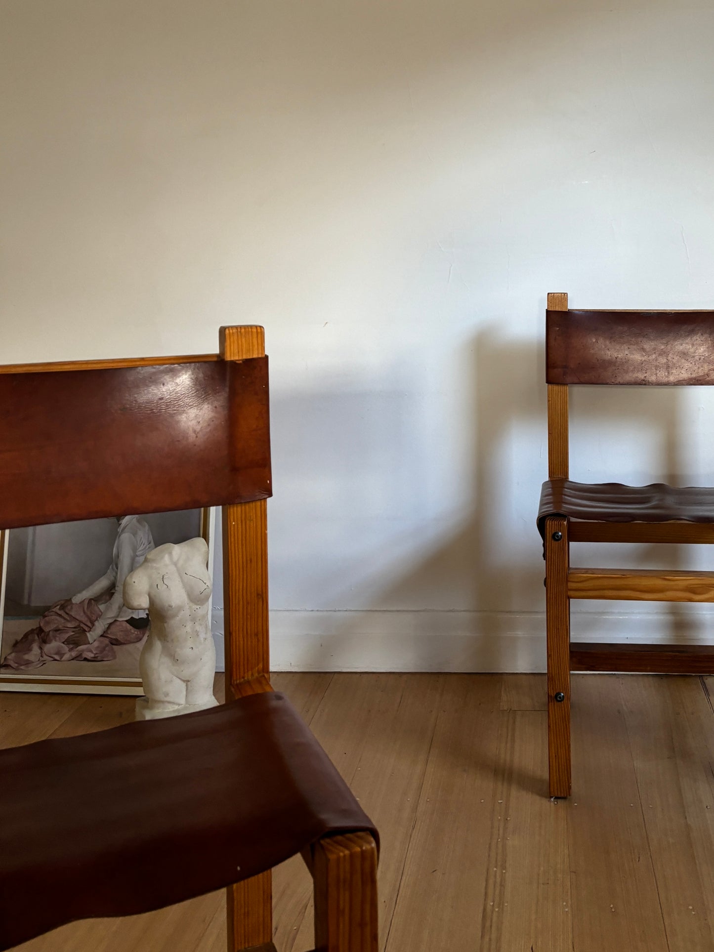 Brutalist Leather Dining Chairs