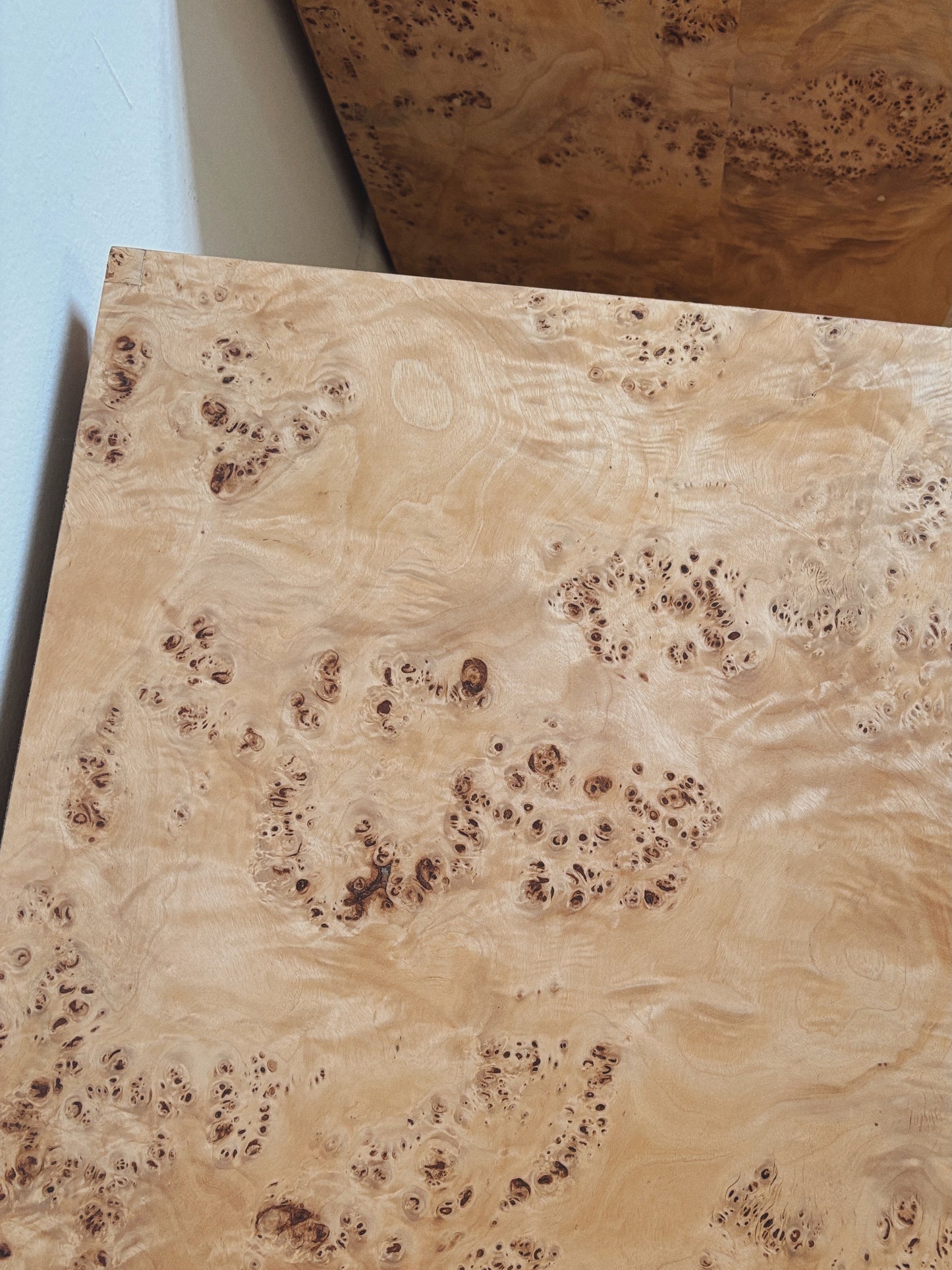 Custom Rounded Burl Bedside Tables