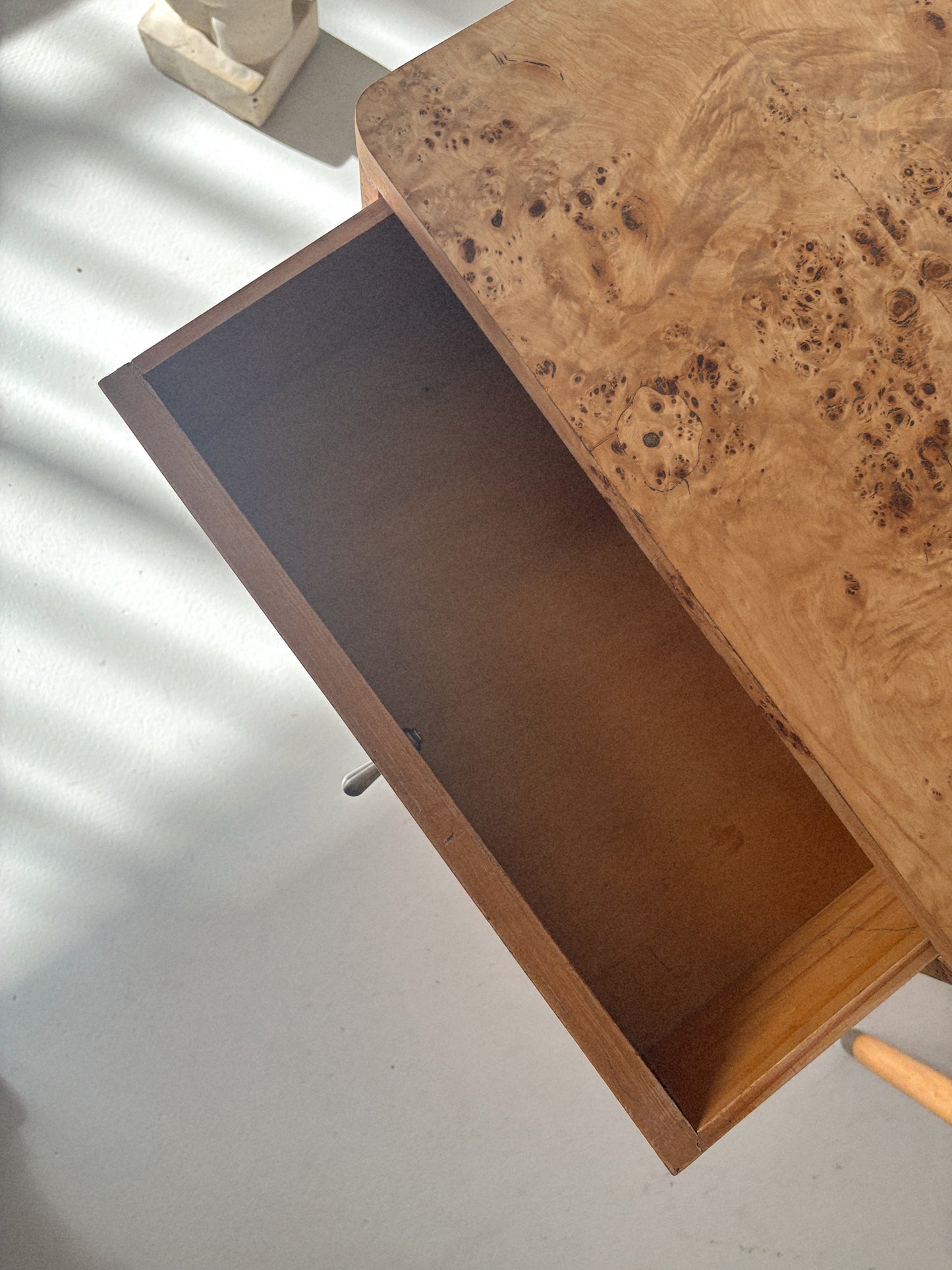 Single Draw Burl Bedside Tables