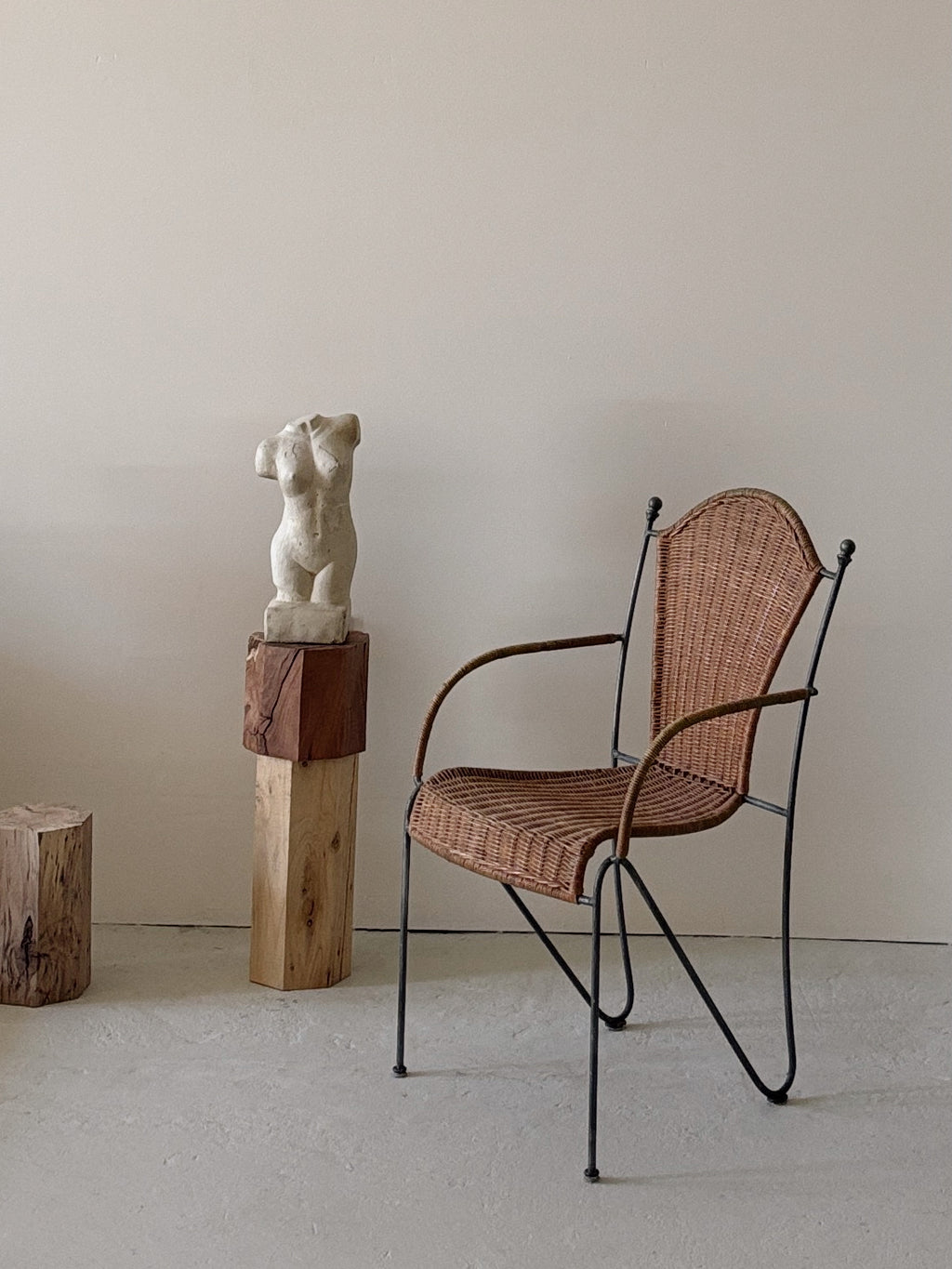 Set 6 Rattan + Steel Dining Chairs
