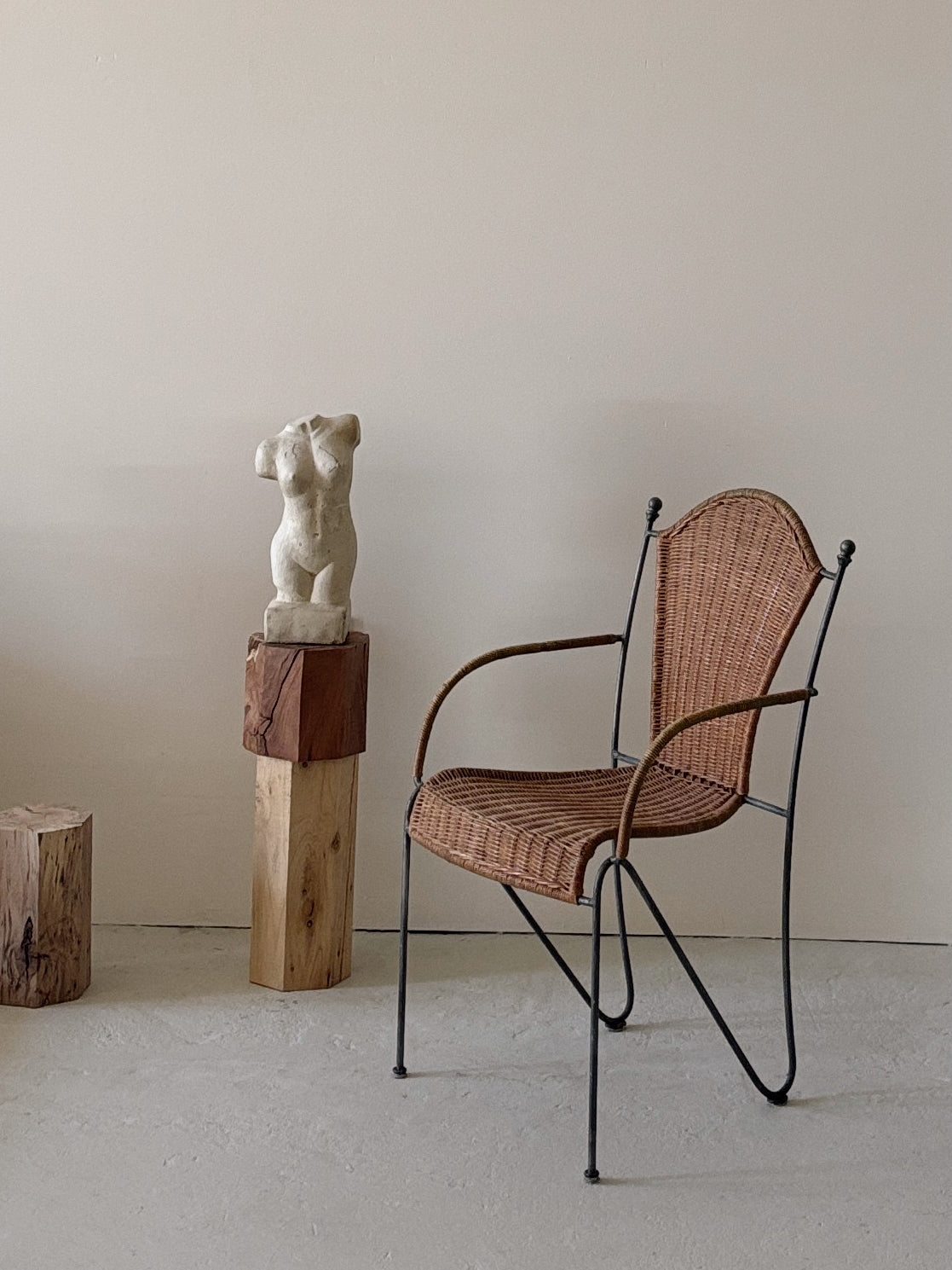 Set 6 Rattan + Steel Dining Chairs