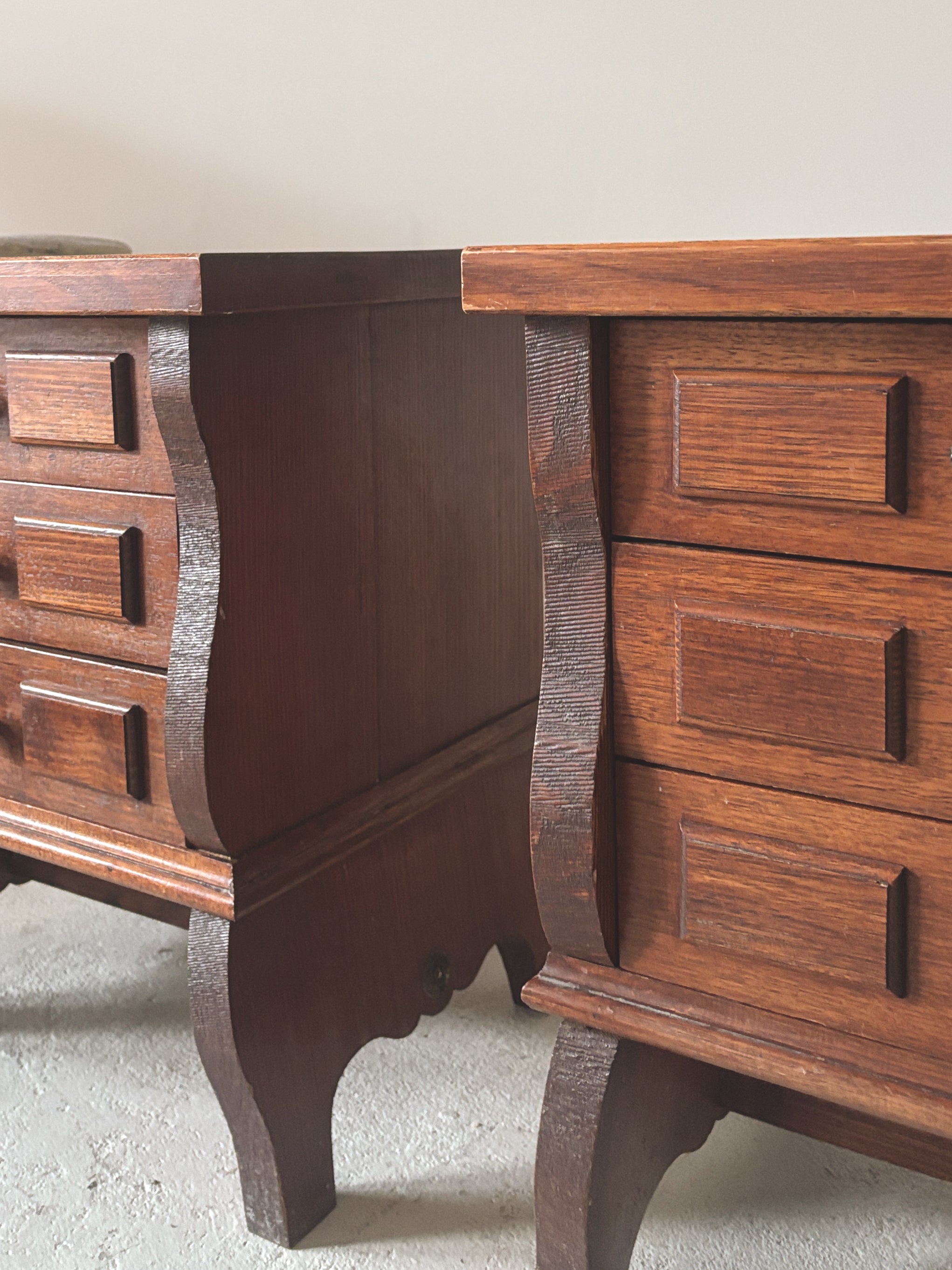 Set of 1970s Geometric Bedside Tables