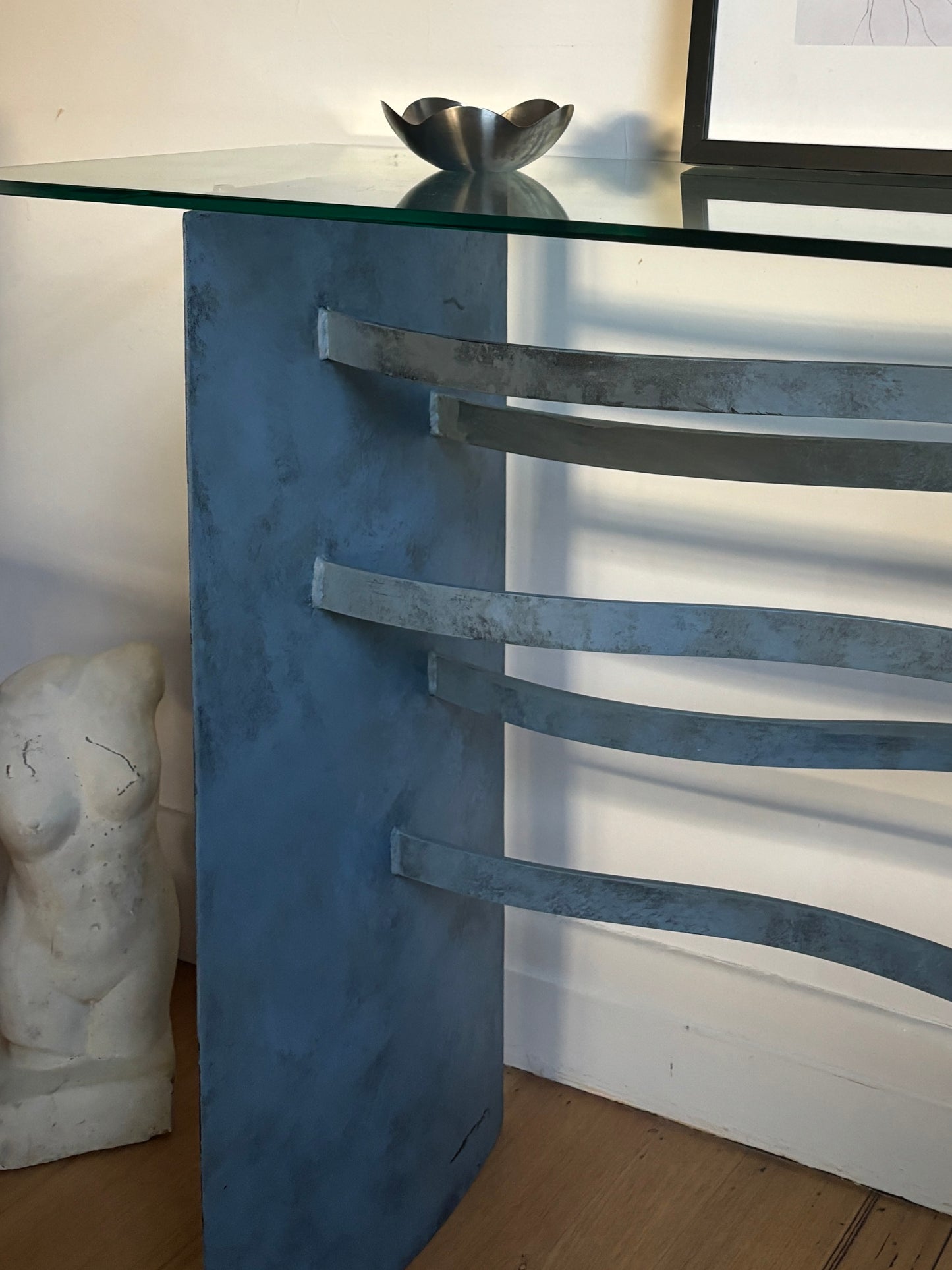 Steel + Glass Wavy Console Table