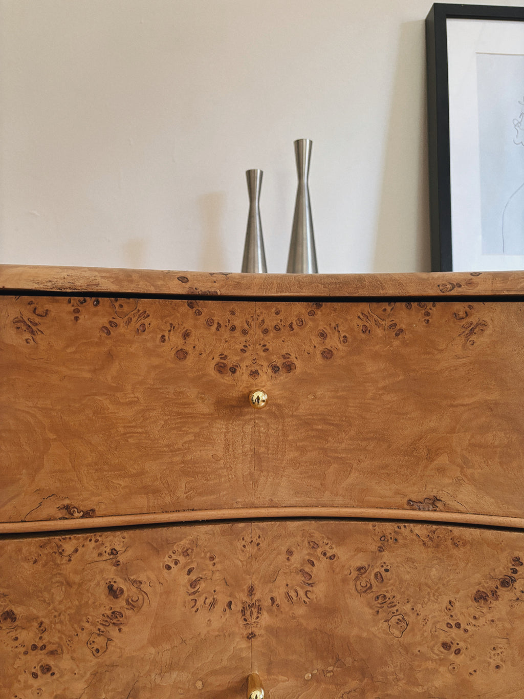 Curve Front Burl Drawers