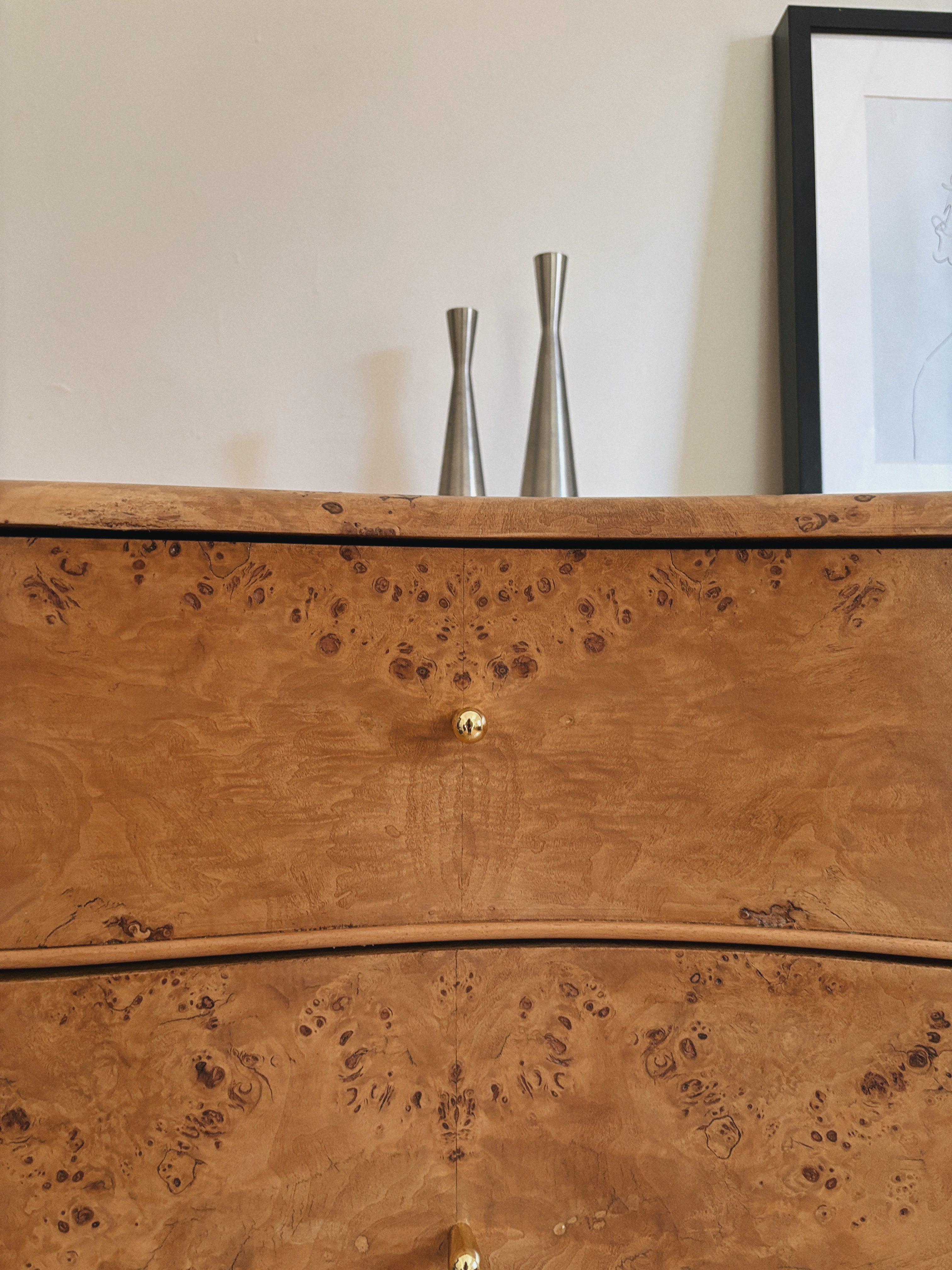 Curve Front Burl Drawers