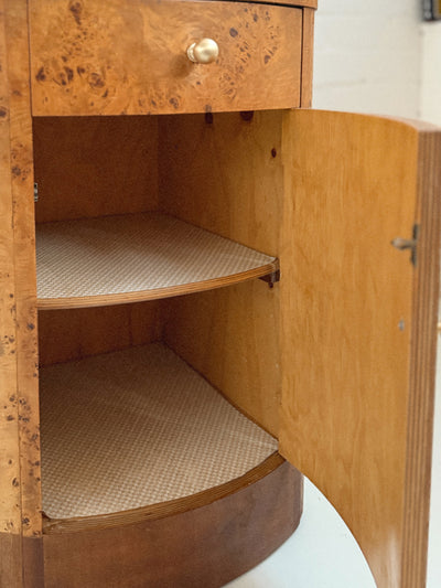 Burl + Walnut Bedside Tables