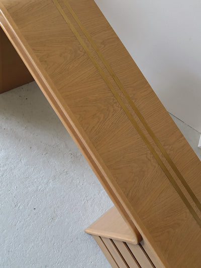 Custom 1980s Brass Inlay Desk + Stool