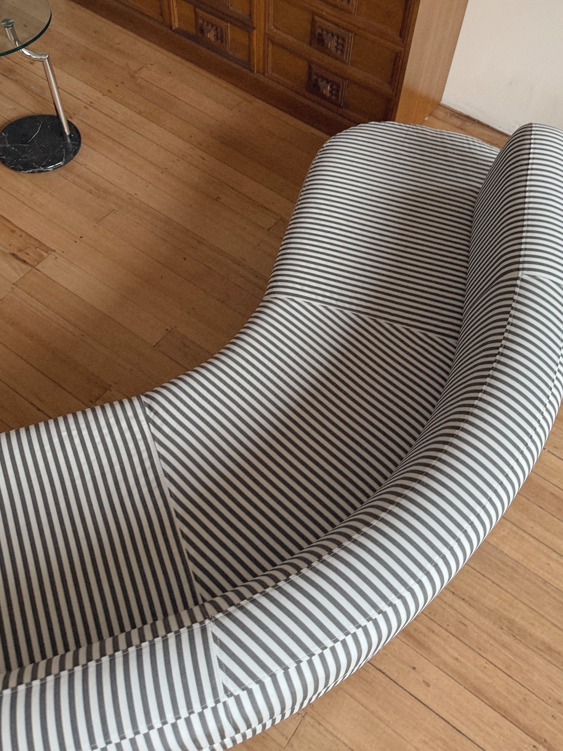Custom Chrome + Stripe Curve Sofa