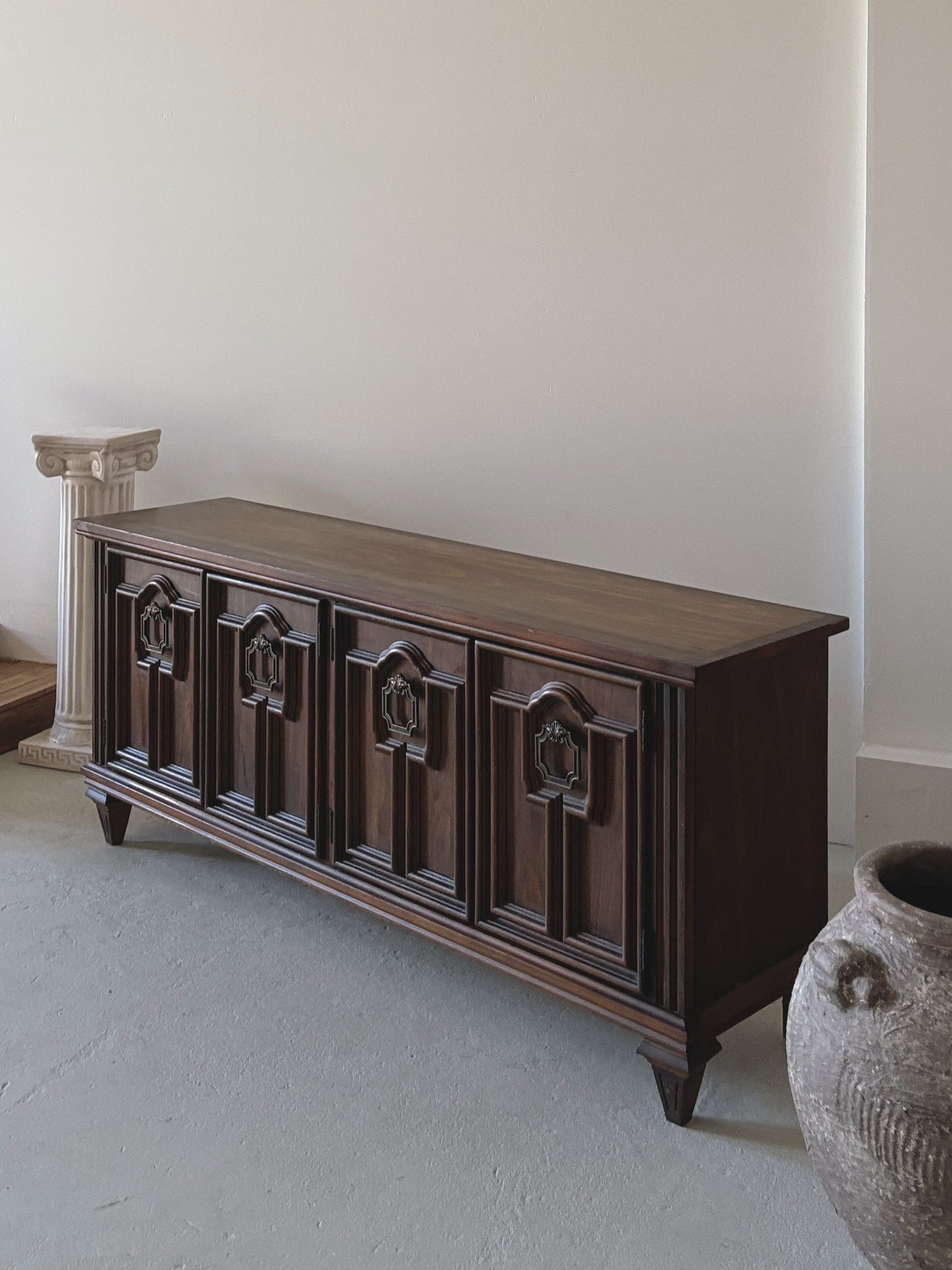 Detailed Brutalist Oak Sideboard