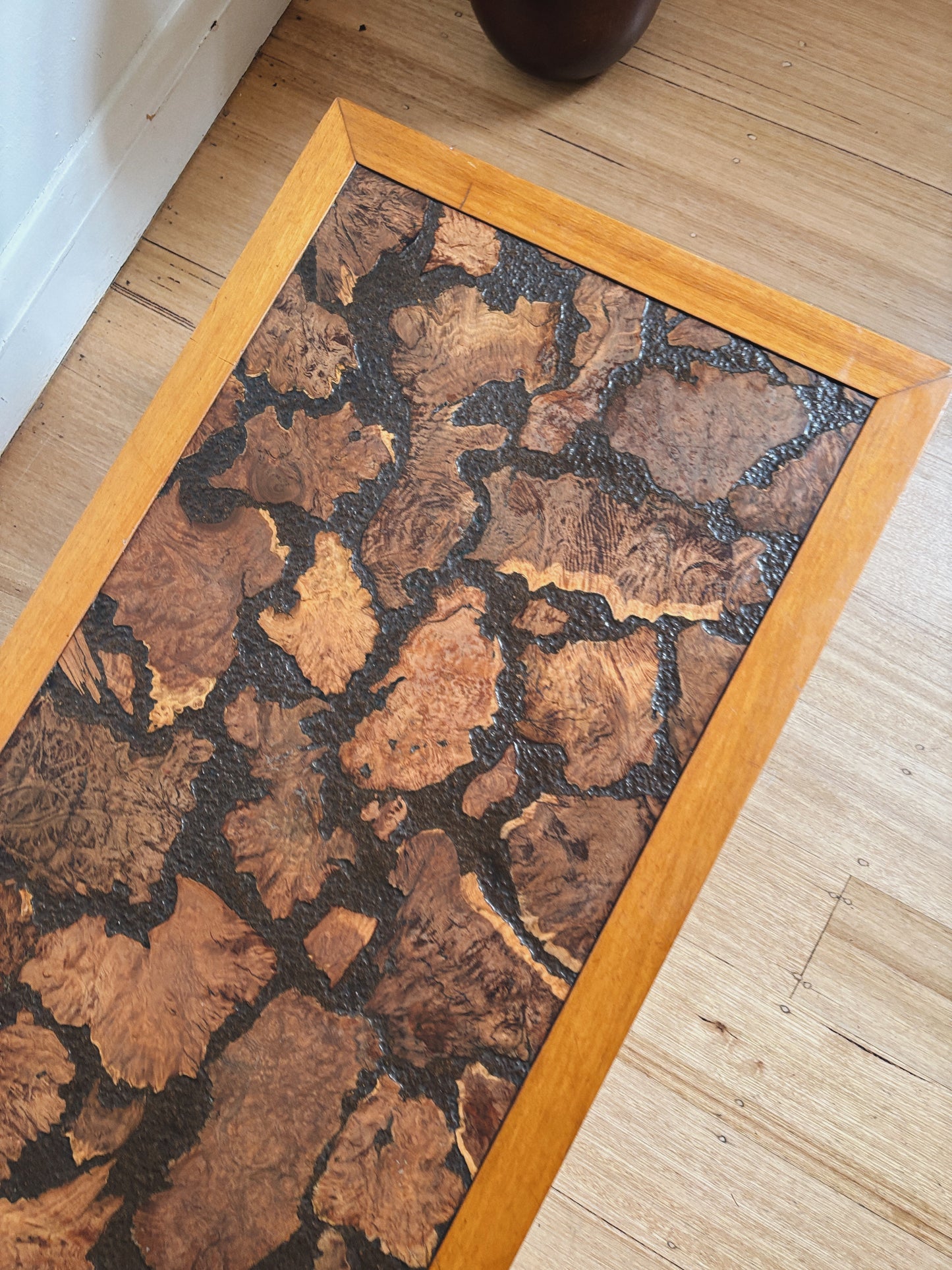 Mid Century Burl Inlay Coffee Table